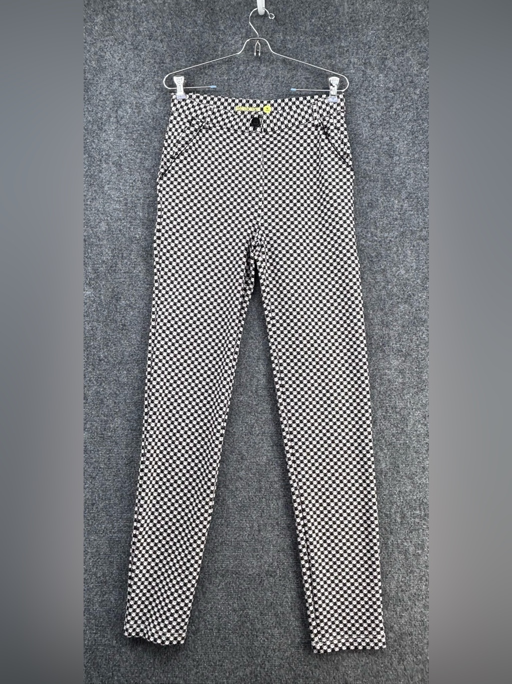 Betabrand Black & White “Catstooth” Dress Yoga Pants Size M Long Cats Abstract